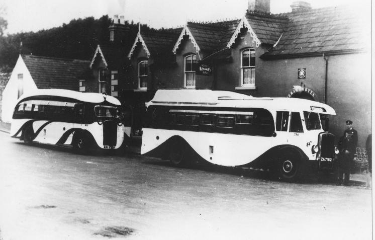 Two buses in front of a hotel in Co Wicklow Ireland
