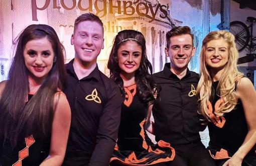 Traditional Irish Dancers performing at the Merry Ploughboy Pub